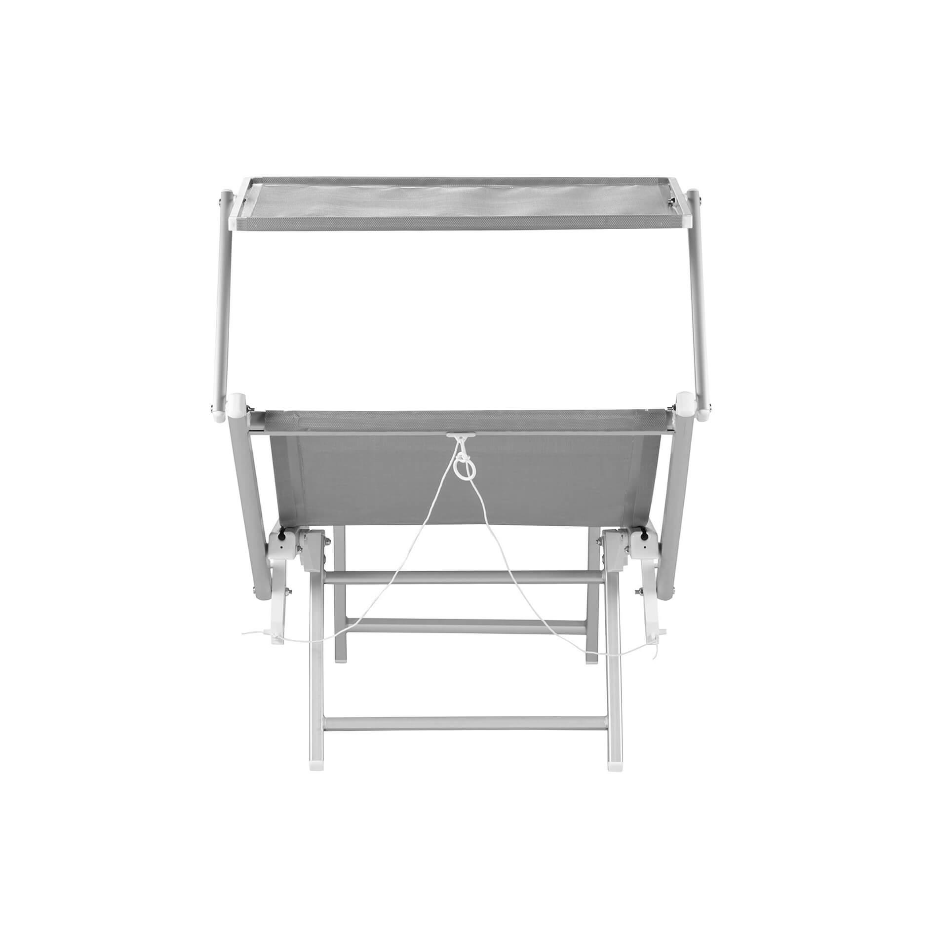 Rebecca Mobili Aluminiowy Leżak Szary Regulowane Zadaszenie dla Plaży w Ogrodzie - 5
