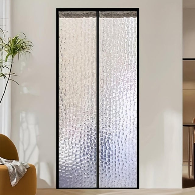 Rideau de porte magnétique à isolation thermique, rideau de porte en EVA isolé coupe-vent pour la protection de la température, 90 x 210 cm