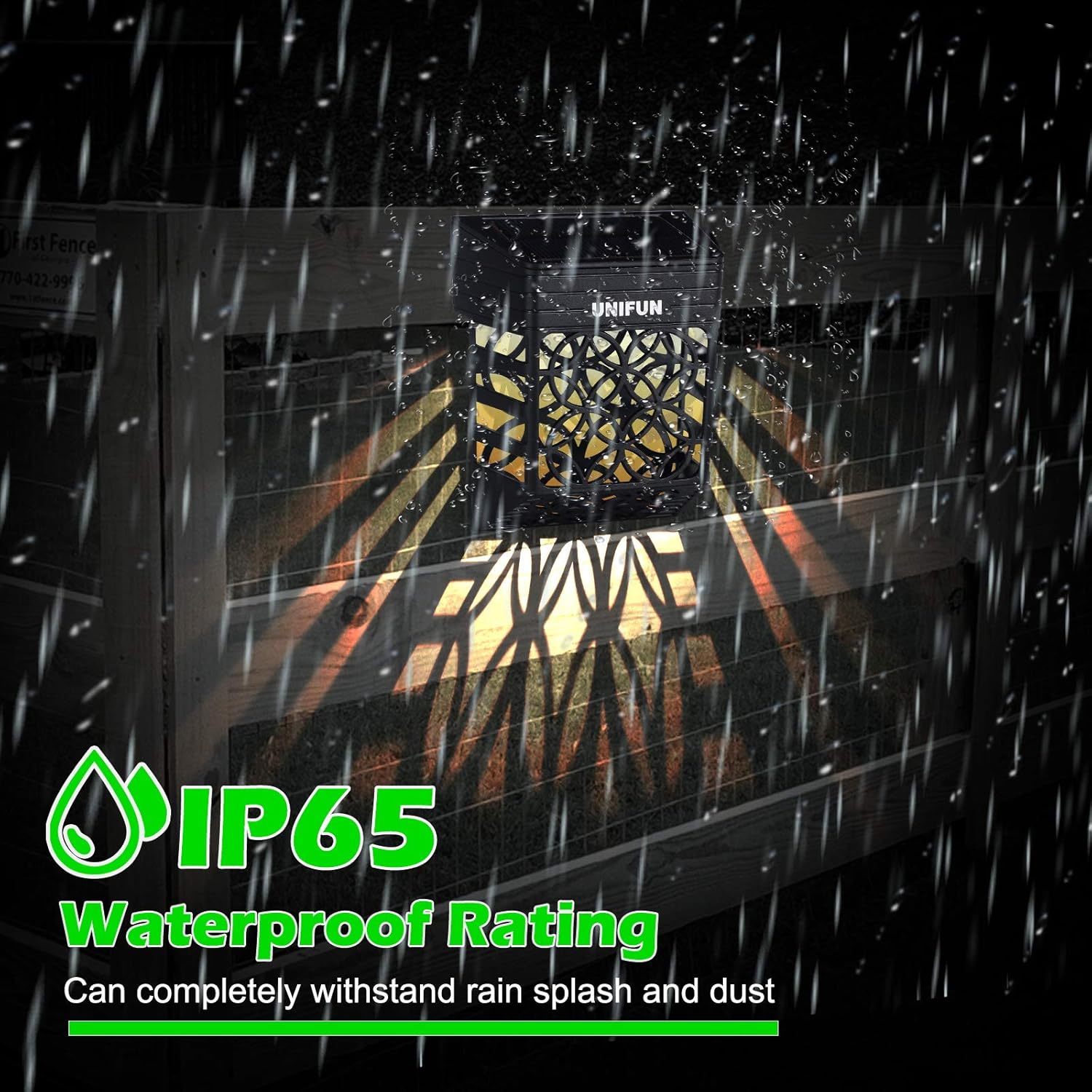 Lot de 8 lampes solaires décoratives pour clôture, éclairage d'extérieur sans fil et étanche - 5