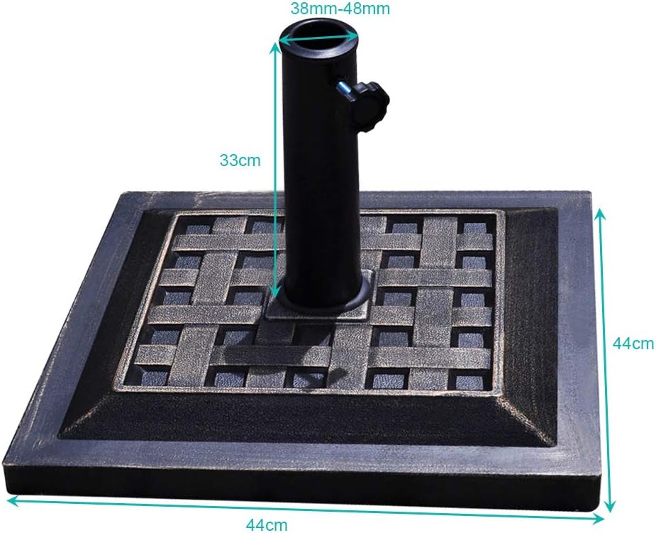 Base Ombrellone da Esterno 18 kg, Supporto Rotondo per Ombrellone 54 CM con Diametro Palo 38/48 MM, Base per Ombrellone Robusta da Giardino Te - 3