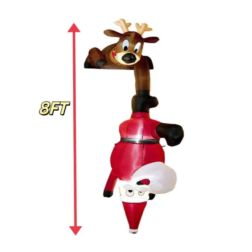 Decorazione natalizia gonfiabile da 240 cm per esterni e interni, Babbo Natale e renne gonfiabili con luci a LED, Decorazioni da giardino impermeabili - 4