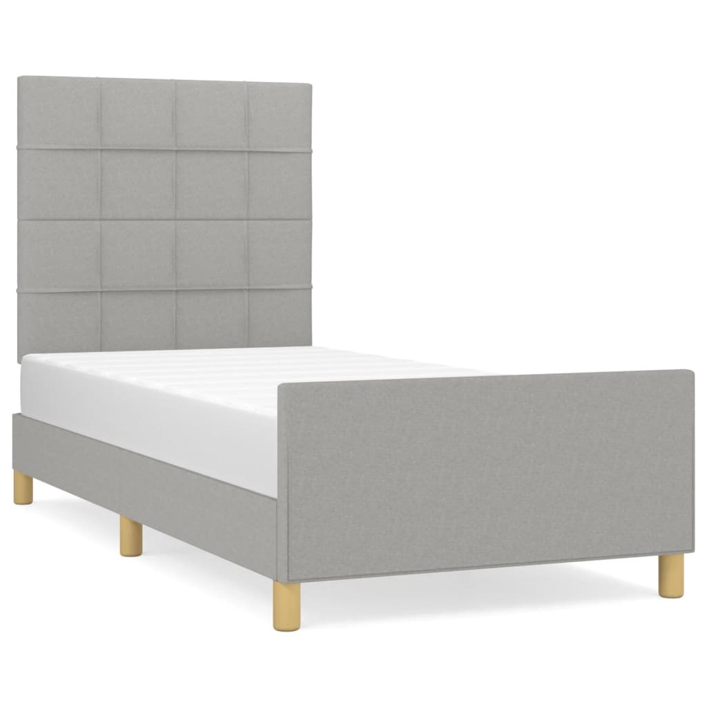 Cadre de lit sans matelas gris clair 100 x 200 cm tissu - 2