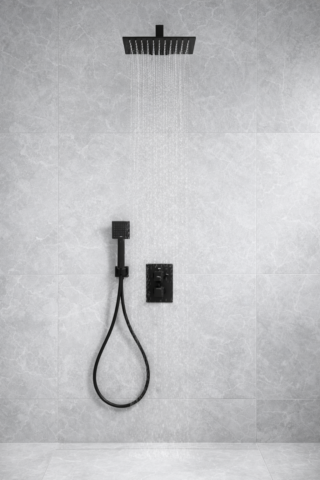 Zestaw prysznicowy podtynkowy termostatyczny Estiva Digo Black 25 deszczownica 25x25 cm czarny mat 1 szt - 9