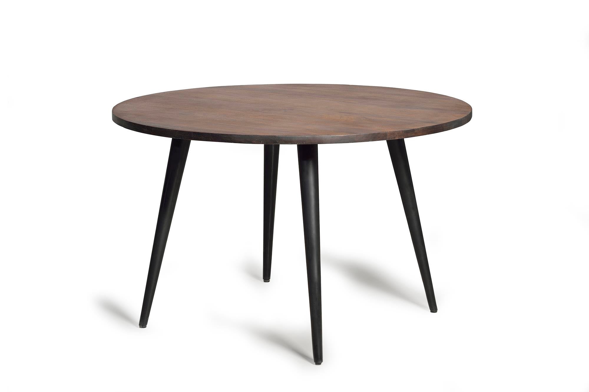 Stół z uchwytem z drewna akacjowego i metalowymi nogami