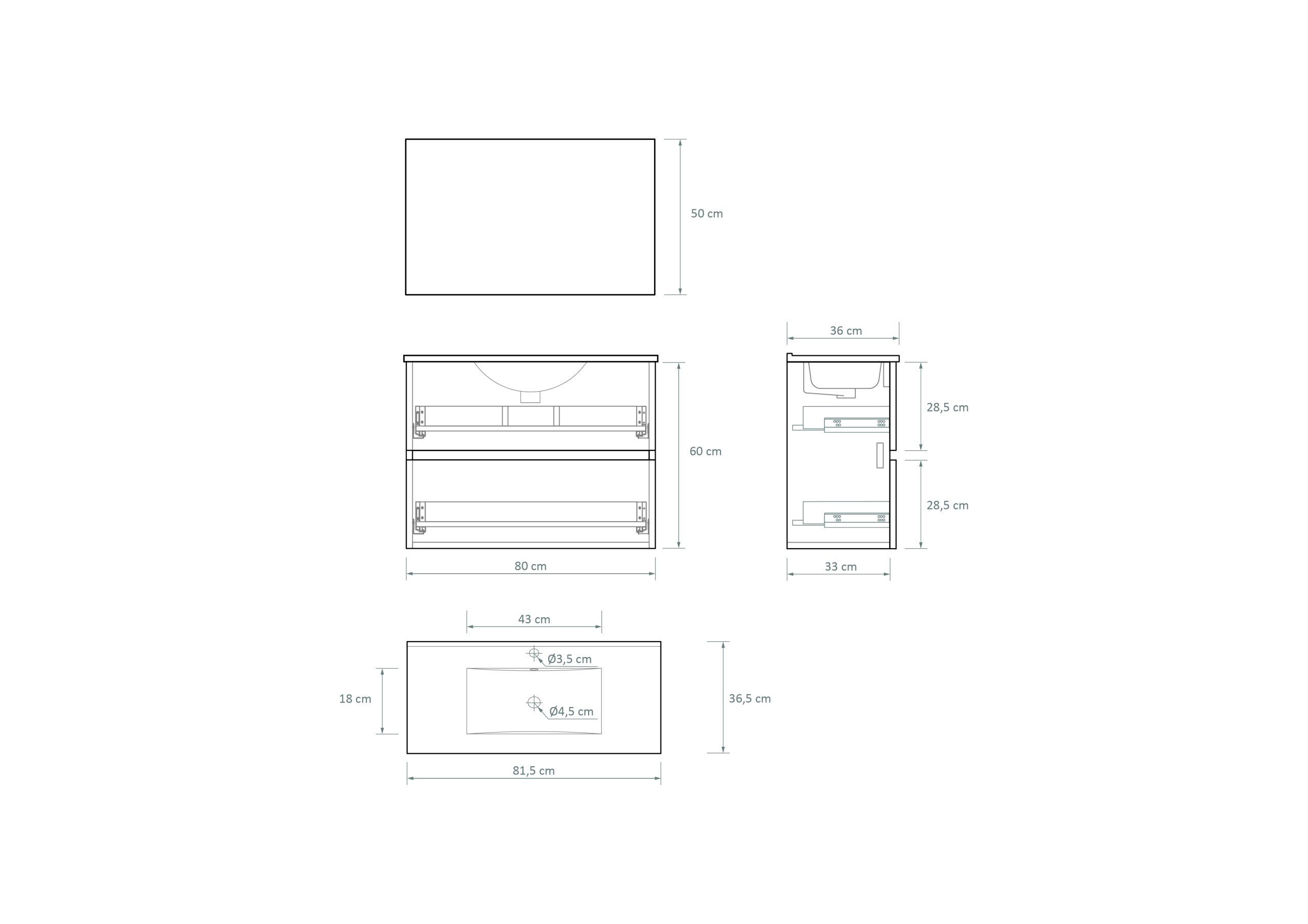 Pack Meuble de Salle de Bain Avantarea avec Vasque Simple et Miroir Uni CARCANS Alcatraz 80CM - 5