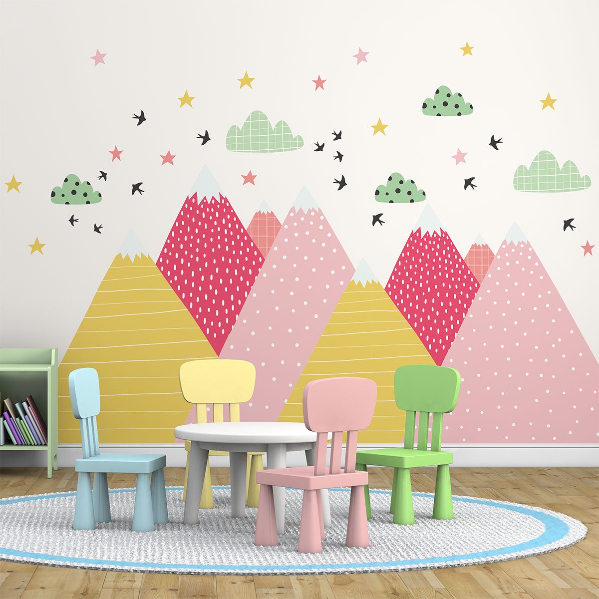Vinilo niño escandinavo de montaña cilka - adhesivo de pared - revestimiento sticker mural decorativo - 90x135cm - 5