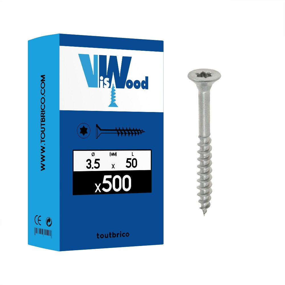 Vis pour panneaux agglomérés tête fraisée Torx® filetage partiel Inox A2 - 3,5 x 50 mm
