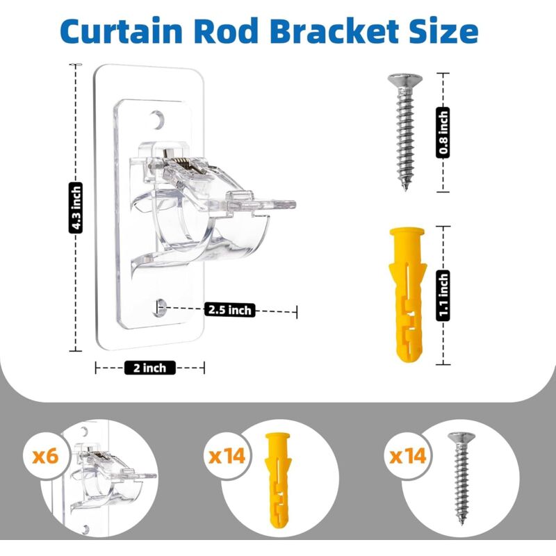 Lot de 6 supports de tringle à rideaux sans perçage, | Leroy Merlin
