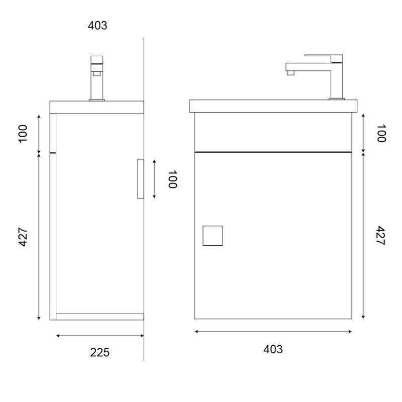 Meuble lave-mains SAFIA avec vasque et miroir - Gris - 7