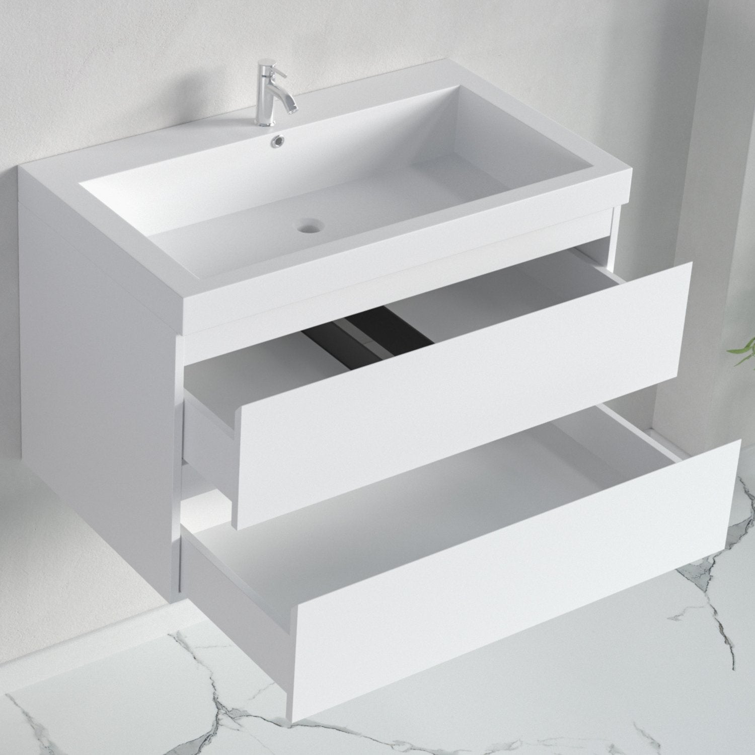 LOMAZOO meuble de salle de bain Monaco blanc brillant - 80cm - 7