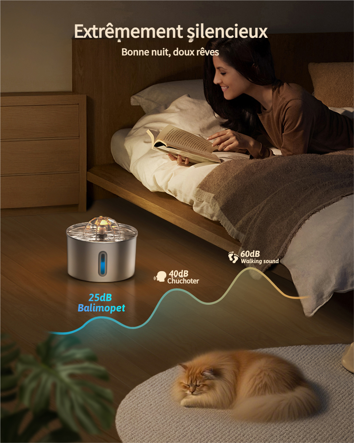 2,2 L Fontaine à eau en acier inoxydable Automatique pour chats, Fontaine à boire super silencieuse pour chats avec filtre, - 2