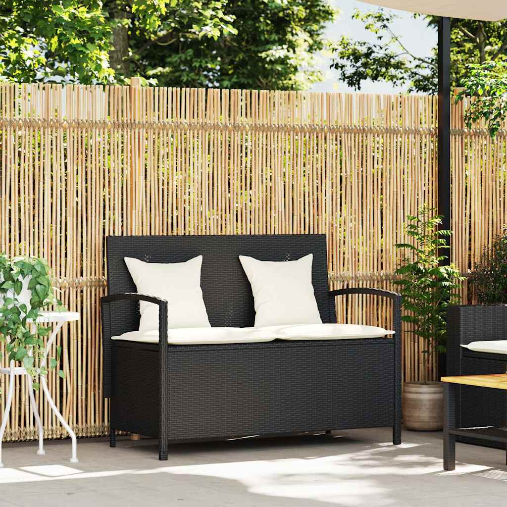 Banc de rangement de jardin avec coussin noir résine tressée vidaXL - 2