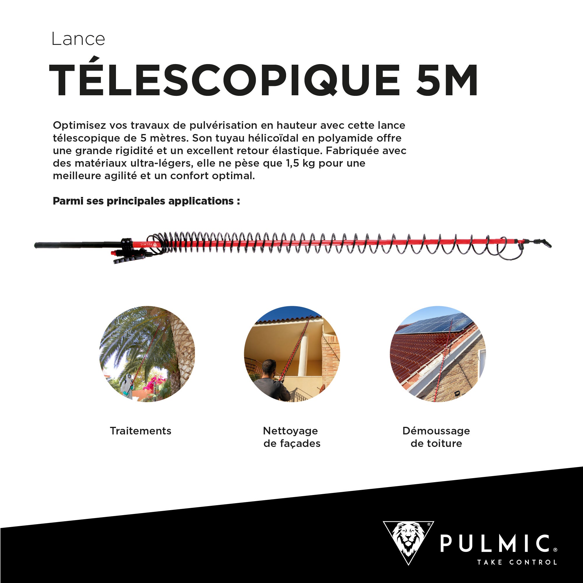 Pulvérisateur Électrique Spécial Toiture et Nettoyage, 7 Bars Projette à 10m avec Lance en INOX, Kit de Buses, Batterie 18V, Réservoir 15L, Démoussage - 7