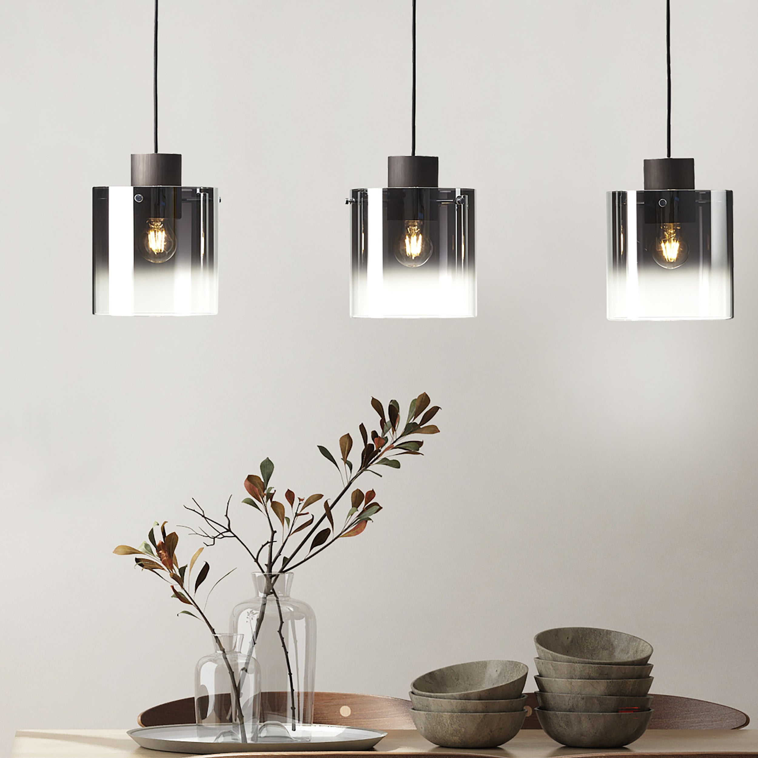 Lampa BRILLIANT, Vonnie okrągła sufitowa 3 płomienie czarny / kolor drewna, 3x A60, E27, 25W, drewno ze zrównoważonego leśnictwa (FSC) - 7