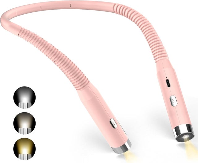 Lampe de Lecture de Cou,Rechargeable au lit, 3 Couleurs et 3 Niveaux de Luminosité Réglables, Pliable à 360°, Liseuse LED USB pour Voyager, Tricoter