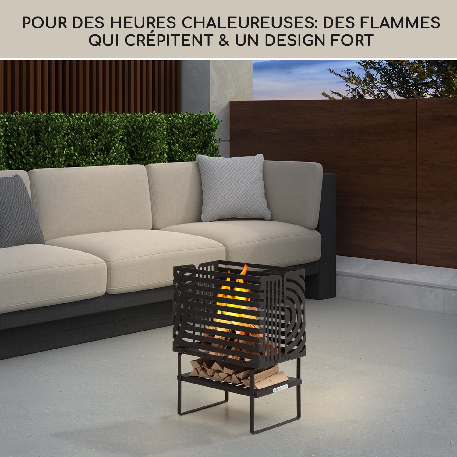 BLUMFELDT Krakatoa Braséro étagère en bois en acier massif avec découpes laser Noir - 5