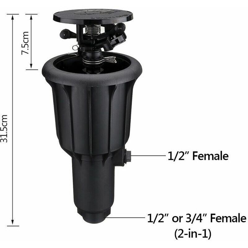 Tête d'arrosage escamotable rotative automatique pour jardins et pelouses extérieures, tête d'arrosage géogrille divisée 4/6 - 5