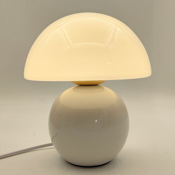 Mlecznobiała lampa stołowa USB, lampka nocna w kształcie grzybka, lampka nocna, nowoczesne ozdoby ceramiczne, ściemniacz - trójkolorowe światło