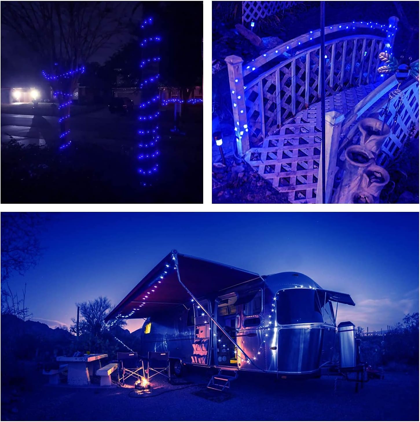 Luci a stringa LED da 50 m, 400 LED, luci natalizie impermeabili IP44 con telecomando e timer, 8 modalità, luce blu - 3