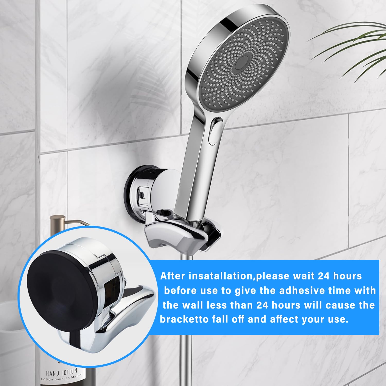 Support de Pommeau de Douche Ventouse Sans Perçage, Support Pommeau de Douche Adhesif, Support de Douchette, Support de Douche Mural - 3