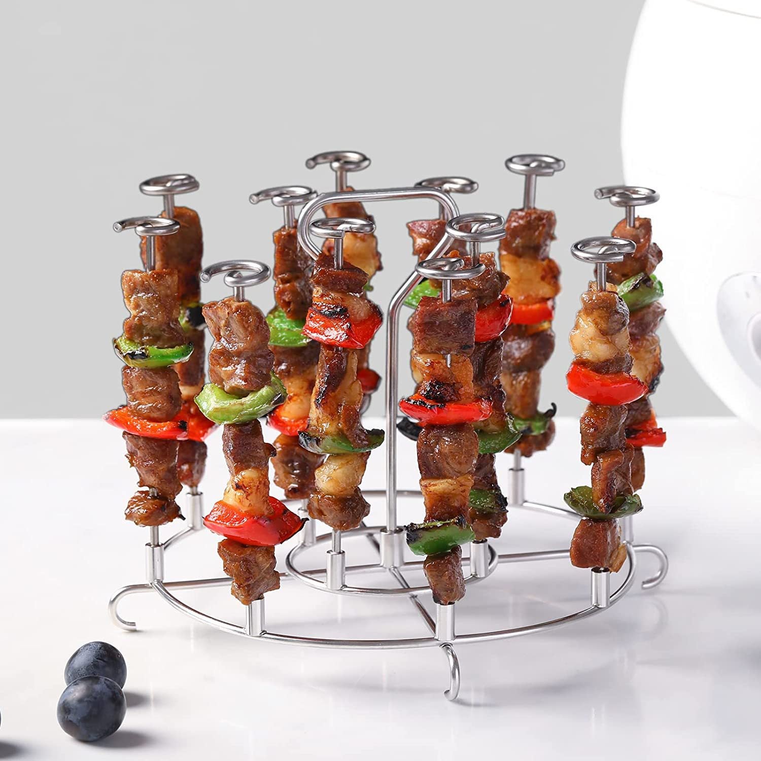 Support à Brochettes Métal Martelé - Gris Anthracite - Pour Barbecue, Apéro