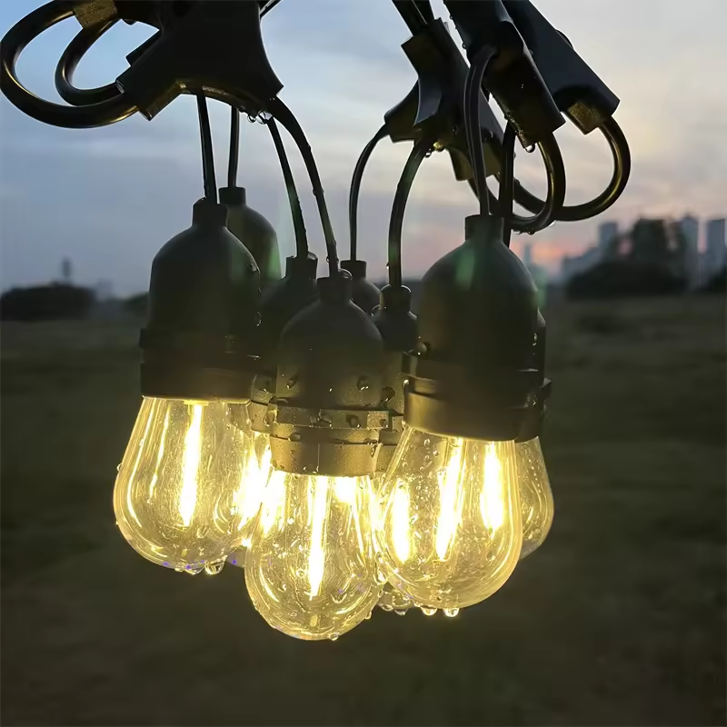 Girlanda świetlna 10x E27 LED 10m 24V IP44 ogrodowa balkonowa czarna MasterLED - 3
