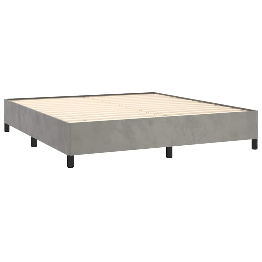 Cadre de lit sans matelas en velours gris clair pour la chambre, 160 × 200 cm - 4