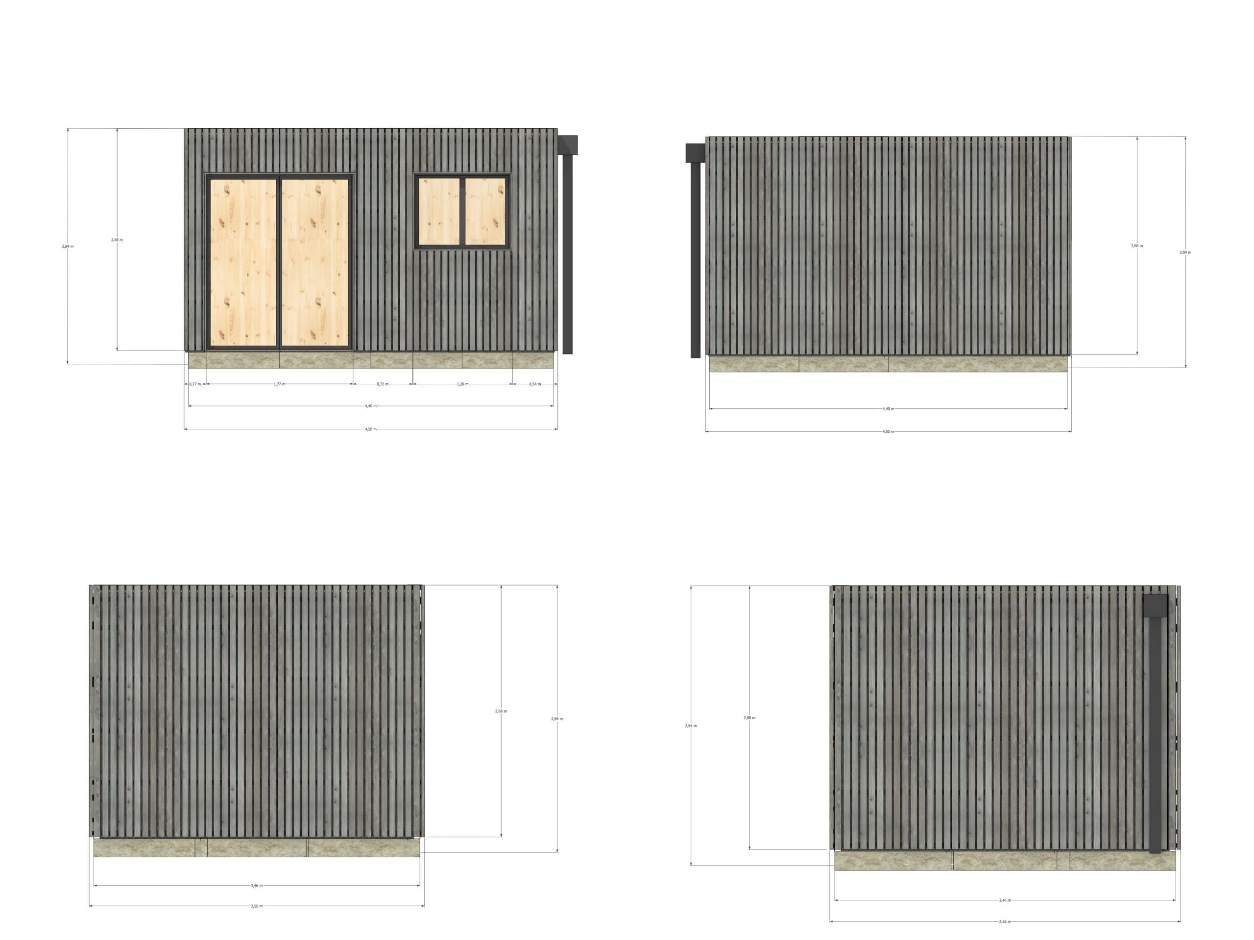 Studio de jardin ossature bois en bois 4,4 x 3,5 x 2,7 m / menuiseries alu k-line - 4