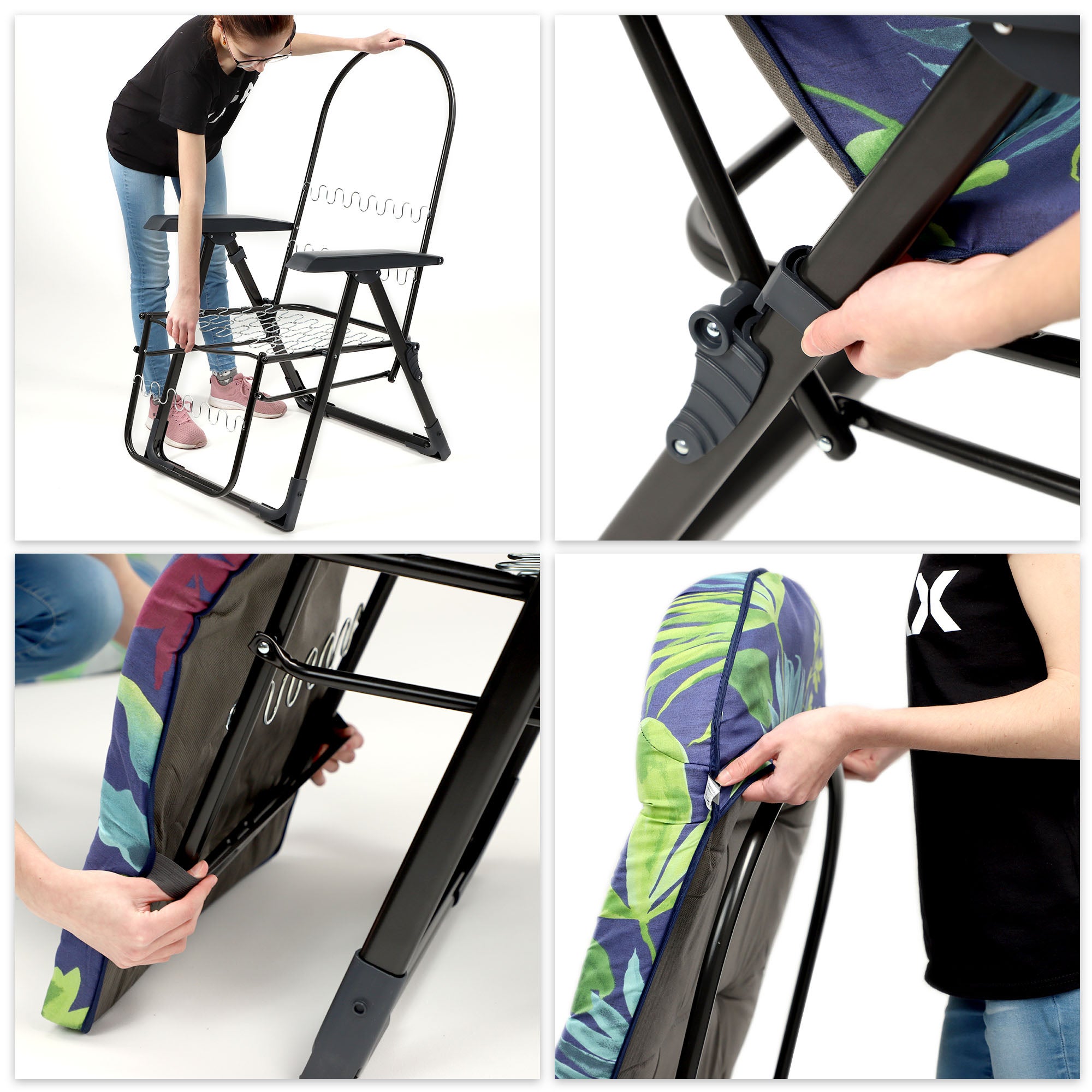 LEŻAK FOTEL OGRODOWY SKŁADANY PLAŻOWY LEŻANKA PODUSZKA PODNÓŻEK WYGODNY - 5