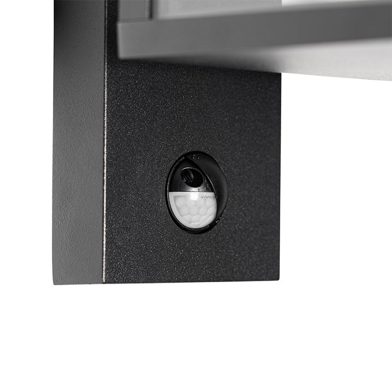 Qazqa industriale applique con sensore di movimento da esterno per giardino - Charlois - nero, max. 40w, compatibile con - 6