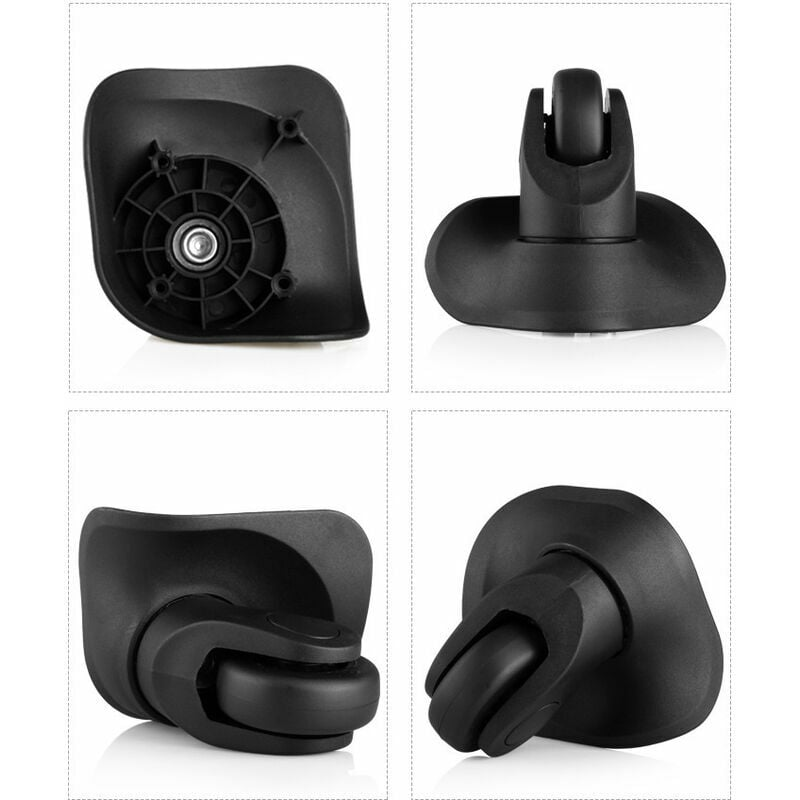 Mxfans 2 Paia Di Ruote Per Valigie In Plastica Nera – Diametro 49 Mm, Kit Ricambio Con Viti E Cacciaviti