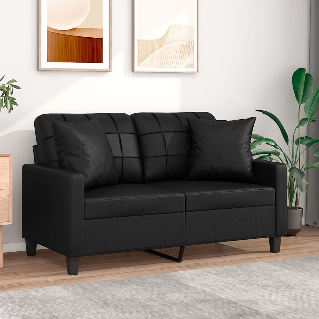 Canapé 3 Places Similicuir Noir 180 Cm - Canapé Moderne Avec Oreillers Décoratifs, Rembourrage Confortable, Design Salon - 7