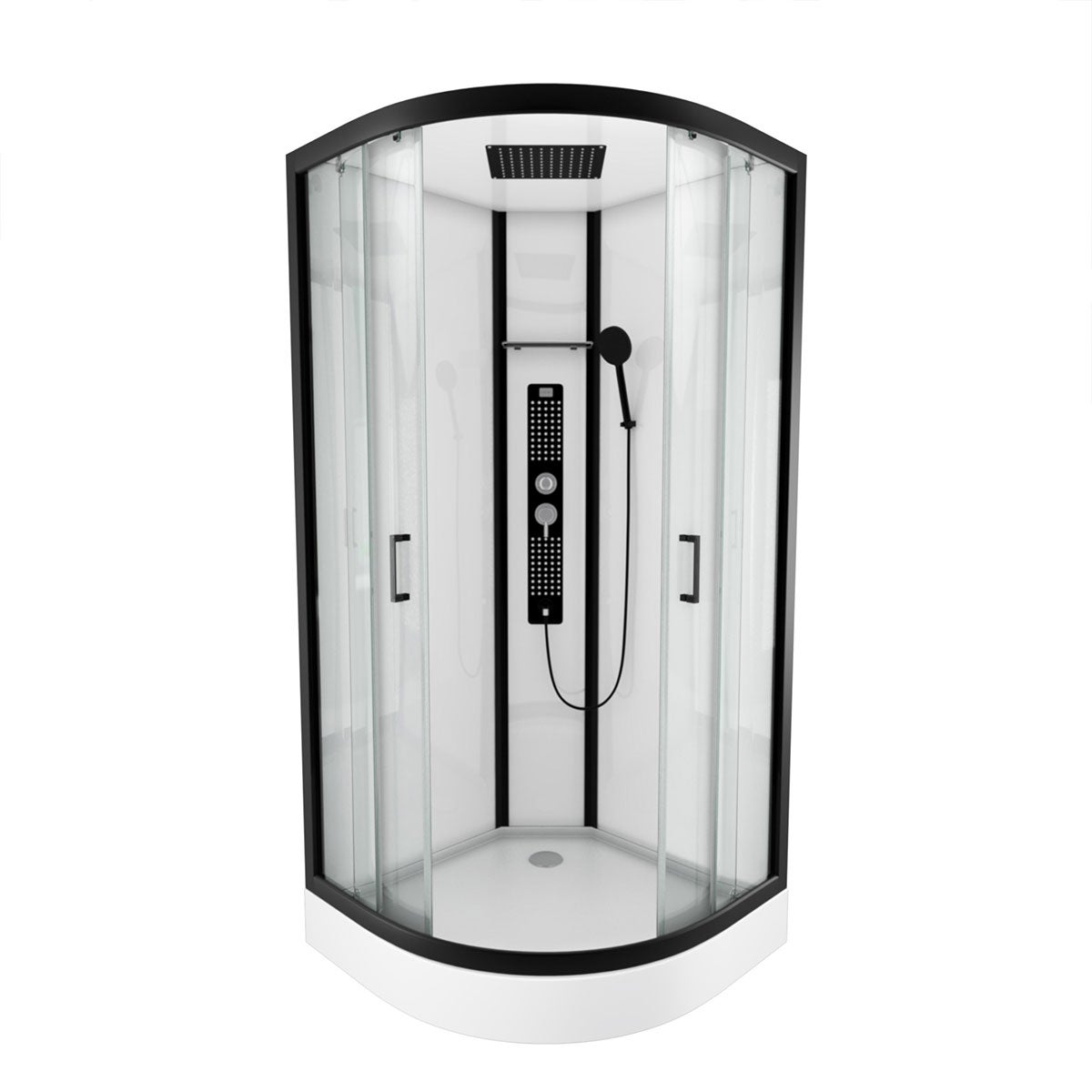 Cabine de douche ronde au style industriel - Noir - 90 x 90 x 230 cm ...