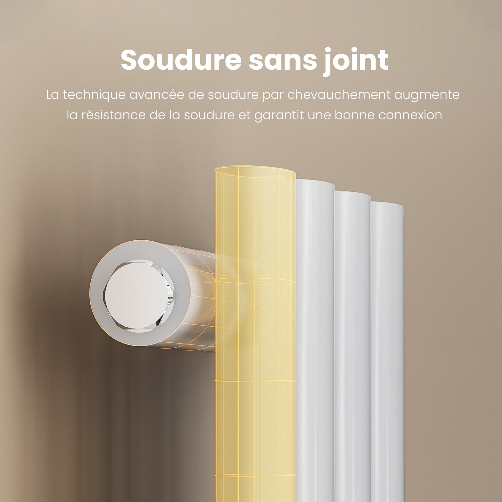 EMKE Radiateur eau chaude en acier Tube Rond Radiateur Mural Blanc 60x24cm 177W Seule Couche - 3