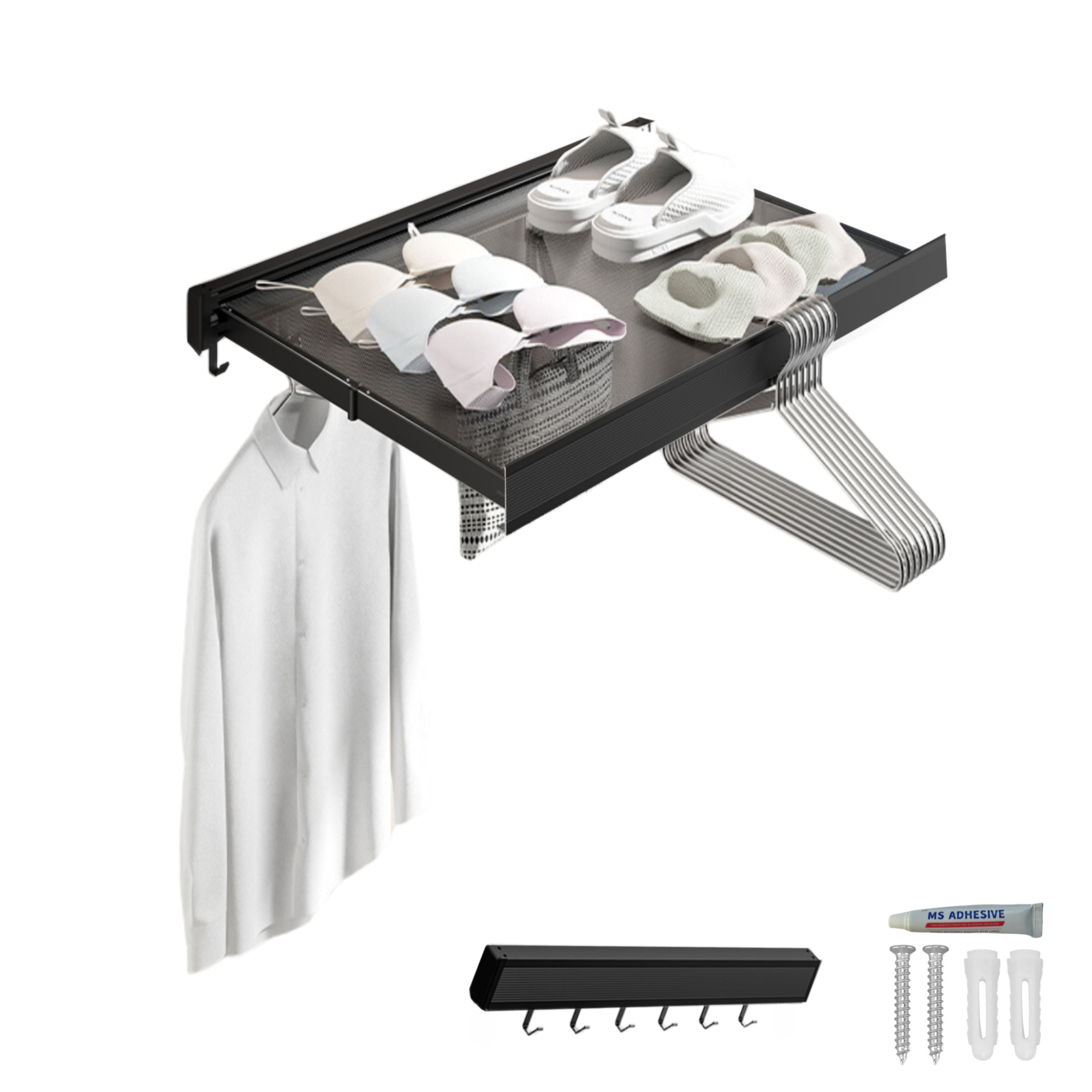 Tendedero Pared Plegable Negro 60cm Leroy Merlin