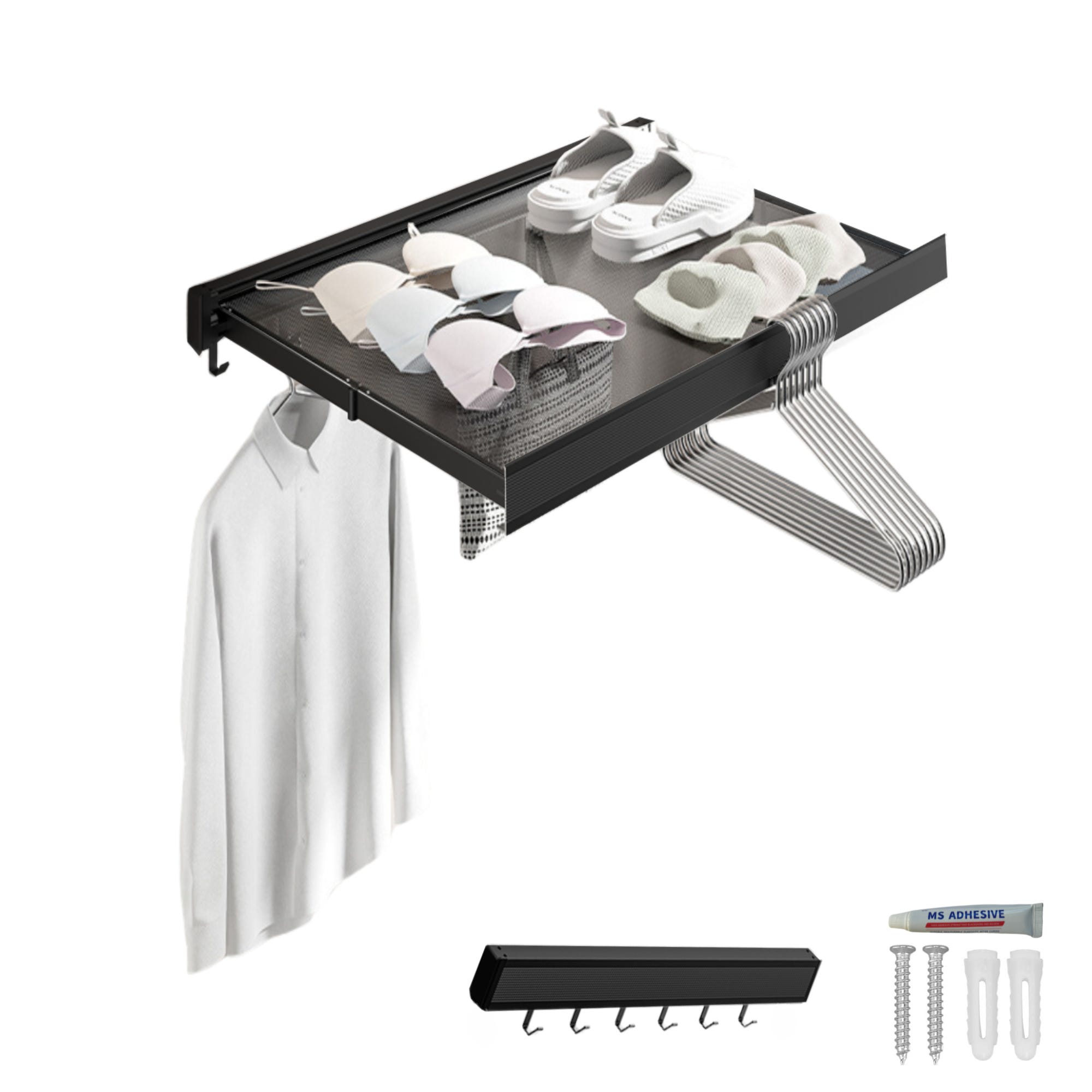 Tendedero Pared Plegable Negro 60cm Leroy Merlin