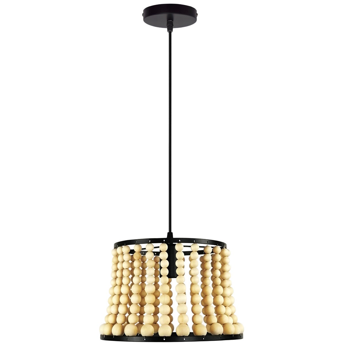 Lampa wisząca Brena czarna-jasne drewno 1xE27x20W wym: 120 x 20 x 28 cm metal Polux
