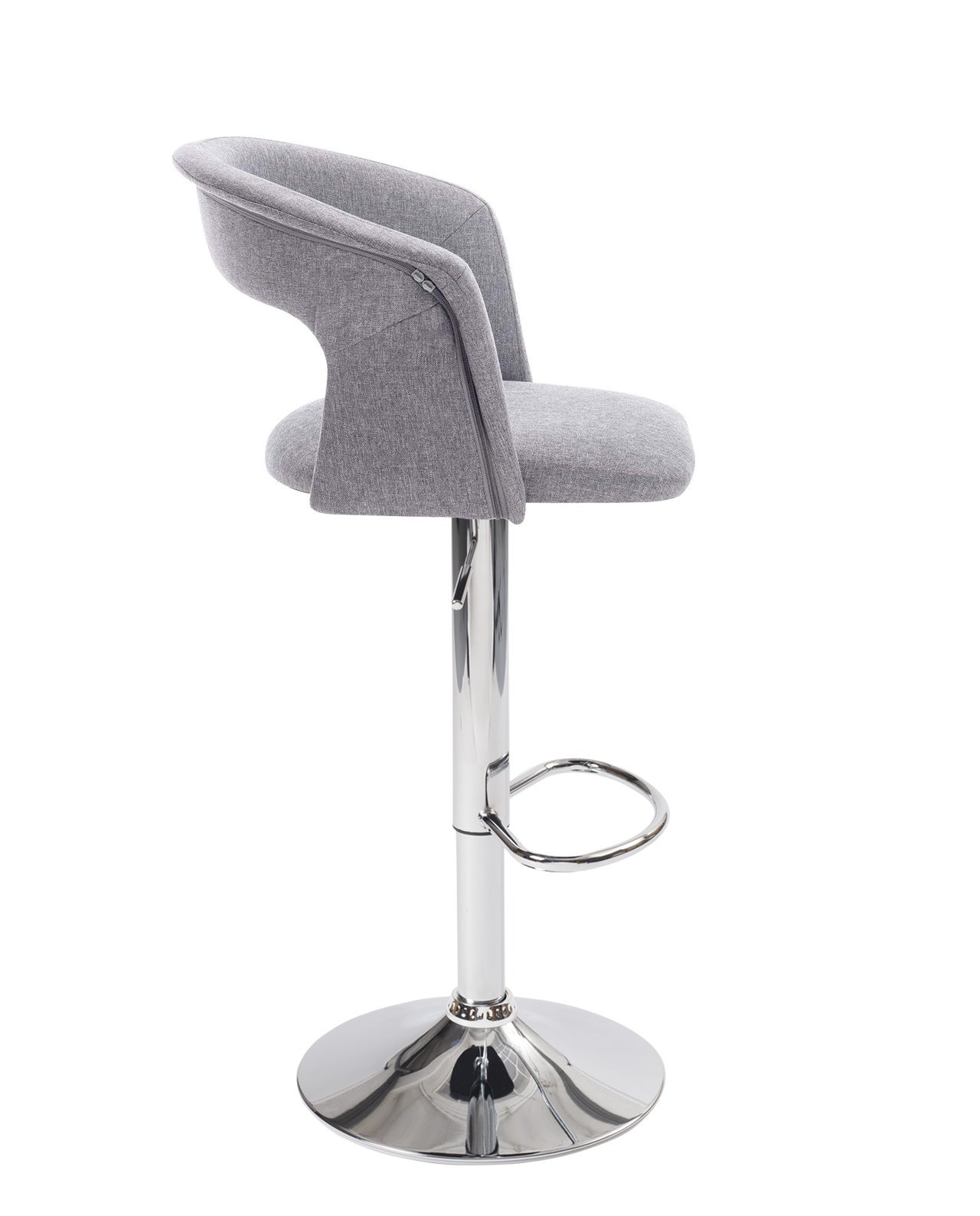 Lote de 2 taburetes de bar de diseño, asiento de tela acolchada con respaldo y reposabrazos, giratorio y altura regulable, base cromada AYO (gris) - 2