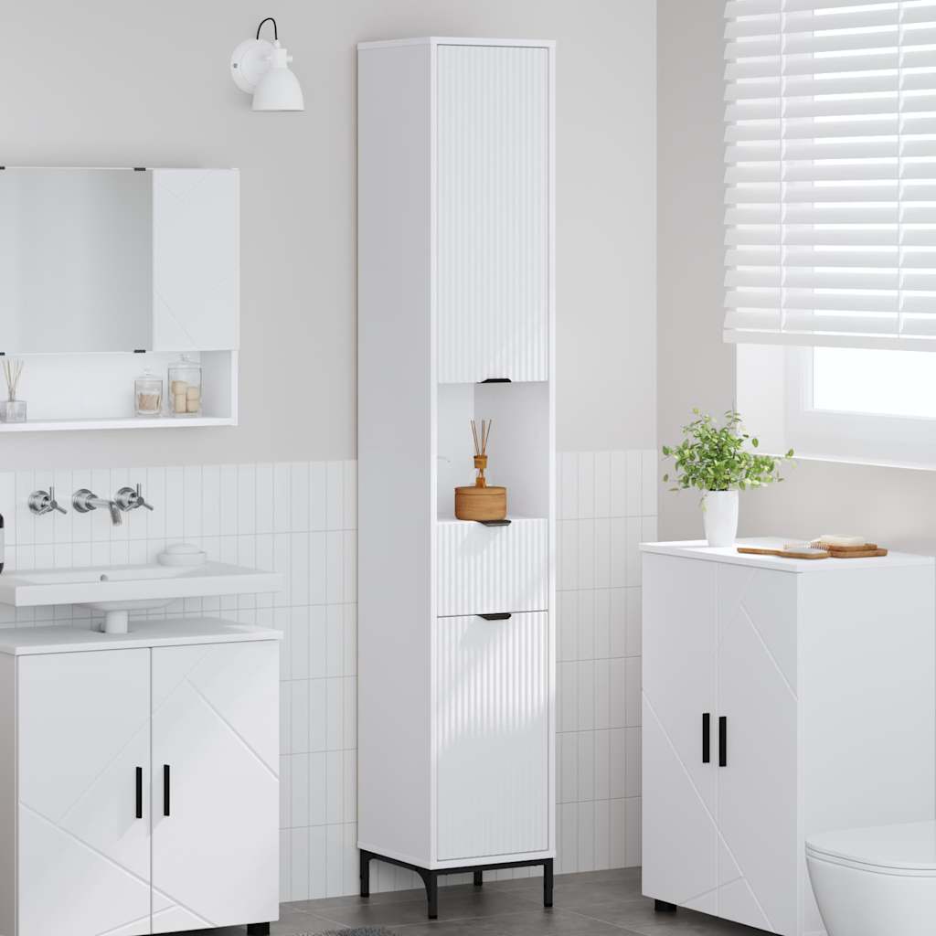 Vidaxl Mueble De Baño Alto Con Cajón 31.5 X 33 X 190 Cm Blanco , Leroy Merlin