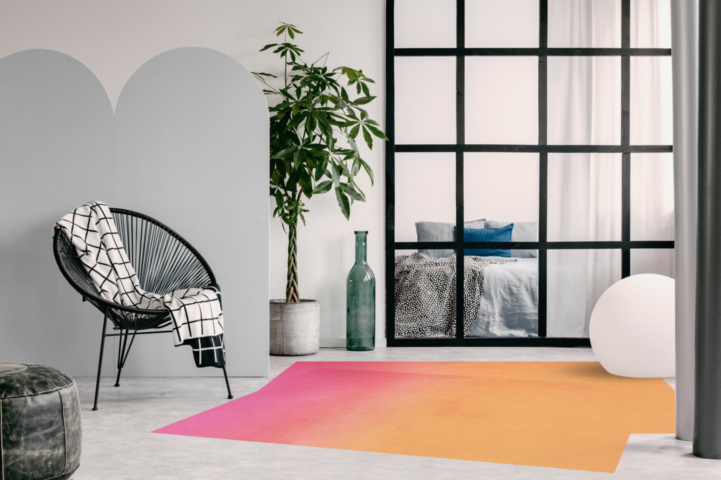 Winylowy dywan Turn Velvet Gradient Sunset 200x220 cm - antypoślizgowy dywan z PVC do kuchni lub salonu, zmywalny, nowoczesny styl