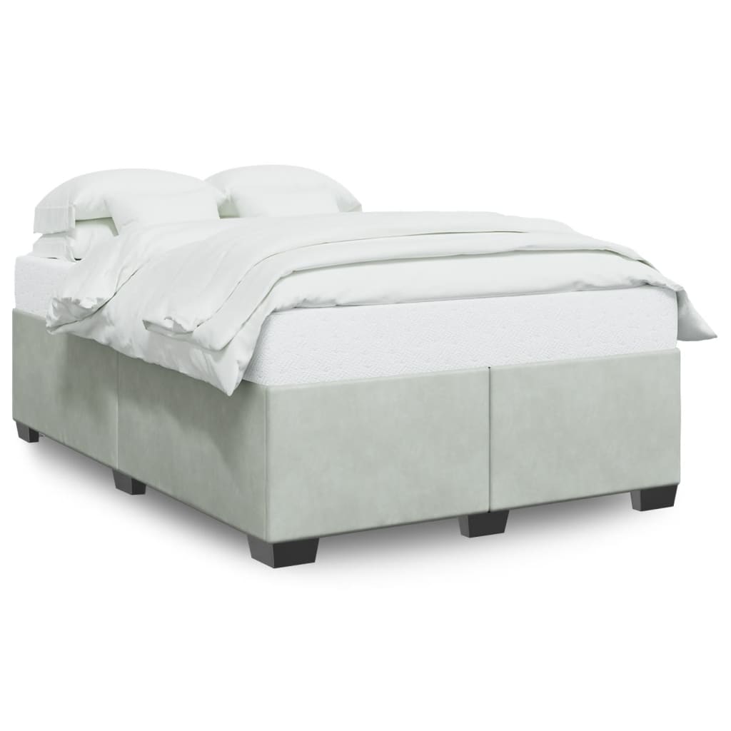 Cadre de lit sans matelas en velours gris clair pour la chambre, 160 × 200 cm - 2