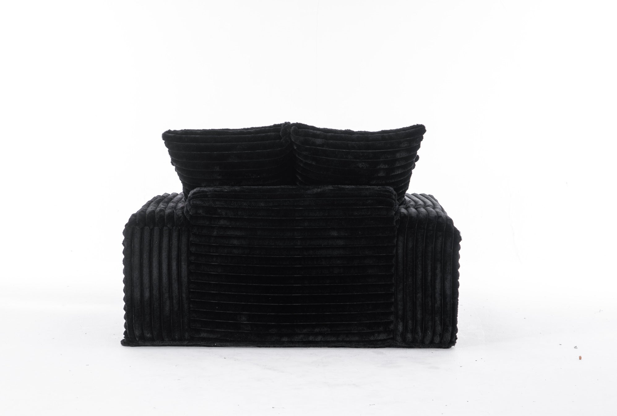 Canapé de sol en velours côtelé noir avec 4 coussins amovibles, sans montage, 175 × 137 × 63 cm - 8