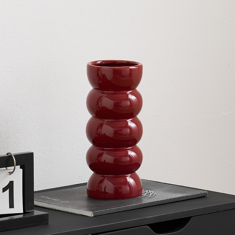 Vase en céramique de style nordique, vase d'art minimaliste et tendance pour les nouveaux intérieurs, 23,5 x 10 cm - 2