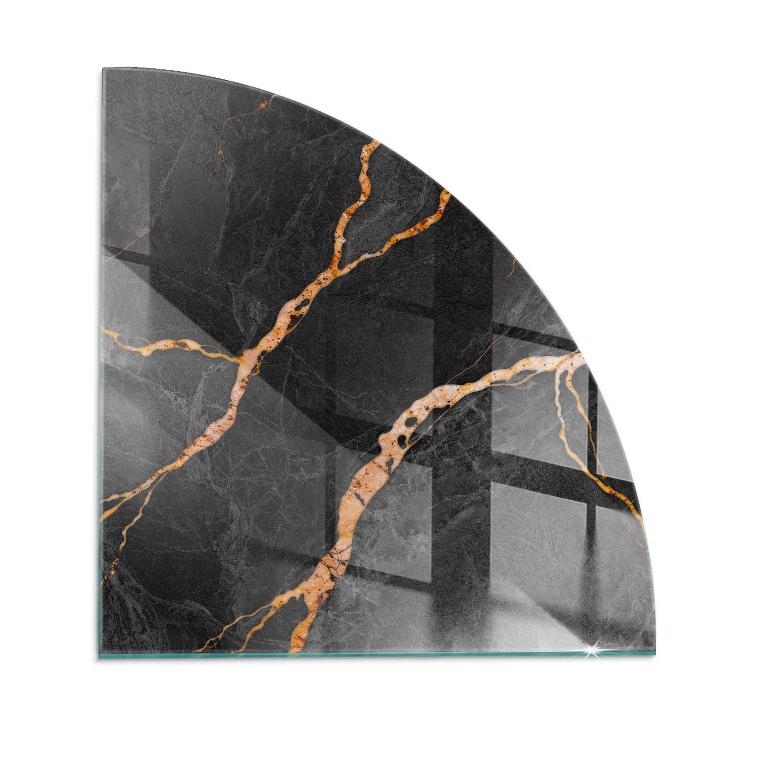 Szyba hartowana pod kominek, szkło zabezpieczające podłogę, nowoczesny design | 1/4 100x100 | Ćwiartka | Elegancki marmur z żyłkami