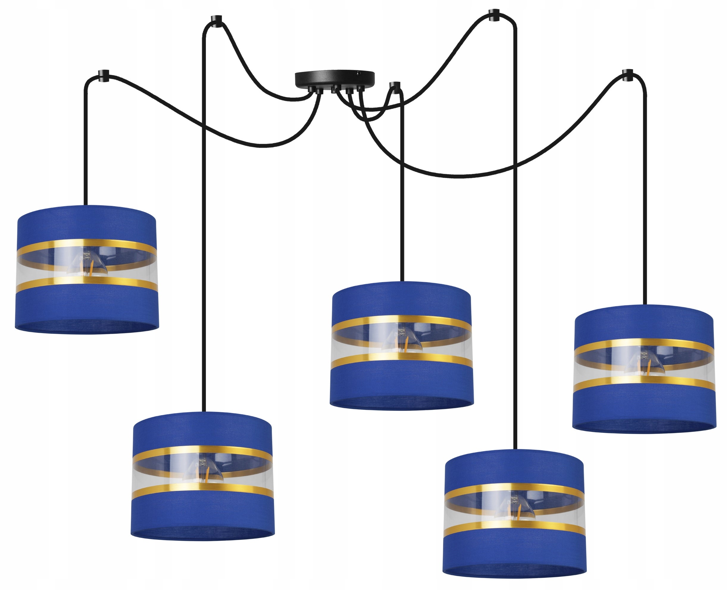 Lampă suspendată de tavan Light Home LH Spider Elegance Gold 5x E27 60W albastru/negru