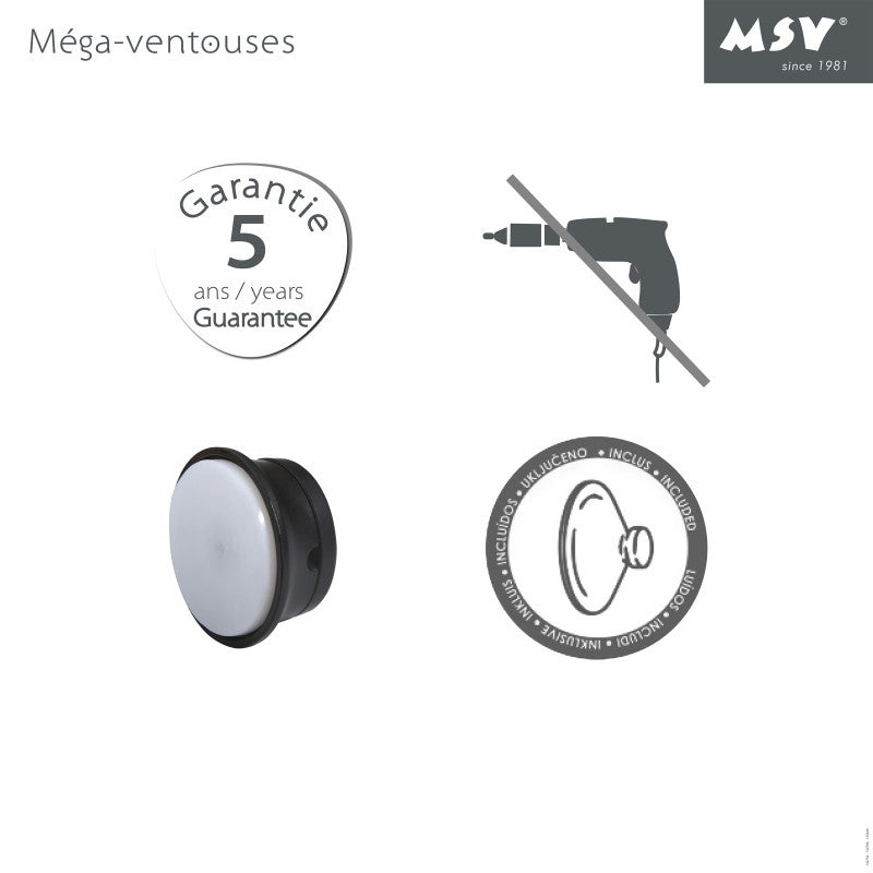 Etagère d'angle de douche 2 niveaux à ventouses Acier Noir mat MSV - 5