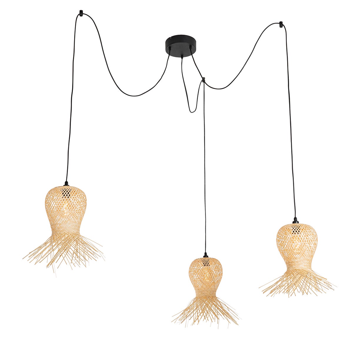Orientalna lampa wisząca zewnętrzna bambusowa 3-światłowa IP44 - Carlos