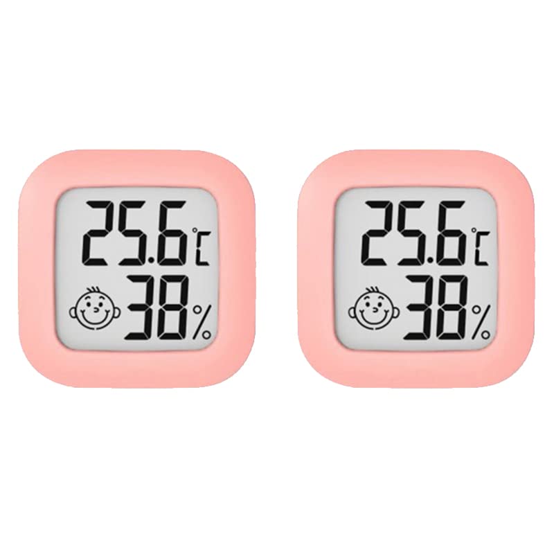 SZT Mini termometr cyfrowy miernik temperatury i wilgotności w pomieszczeniach zakres temperatur odpowiedni do pokoju dziecięcego różowy