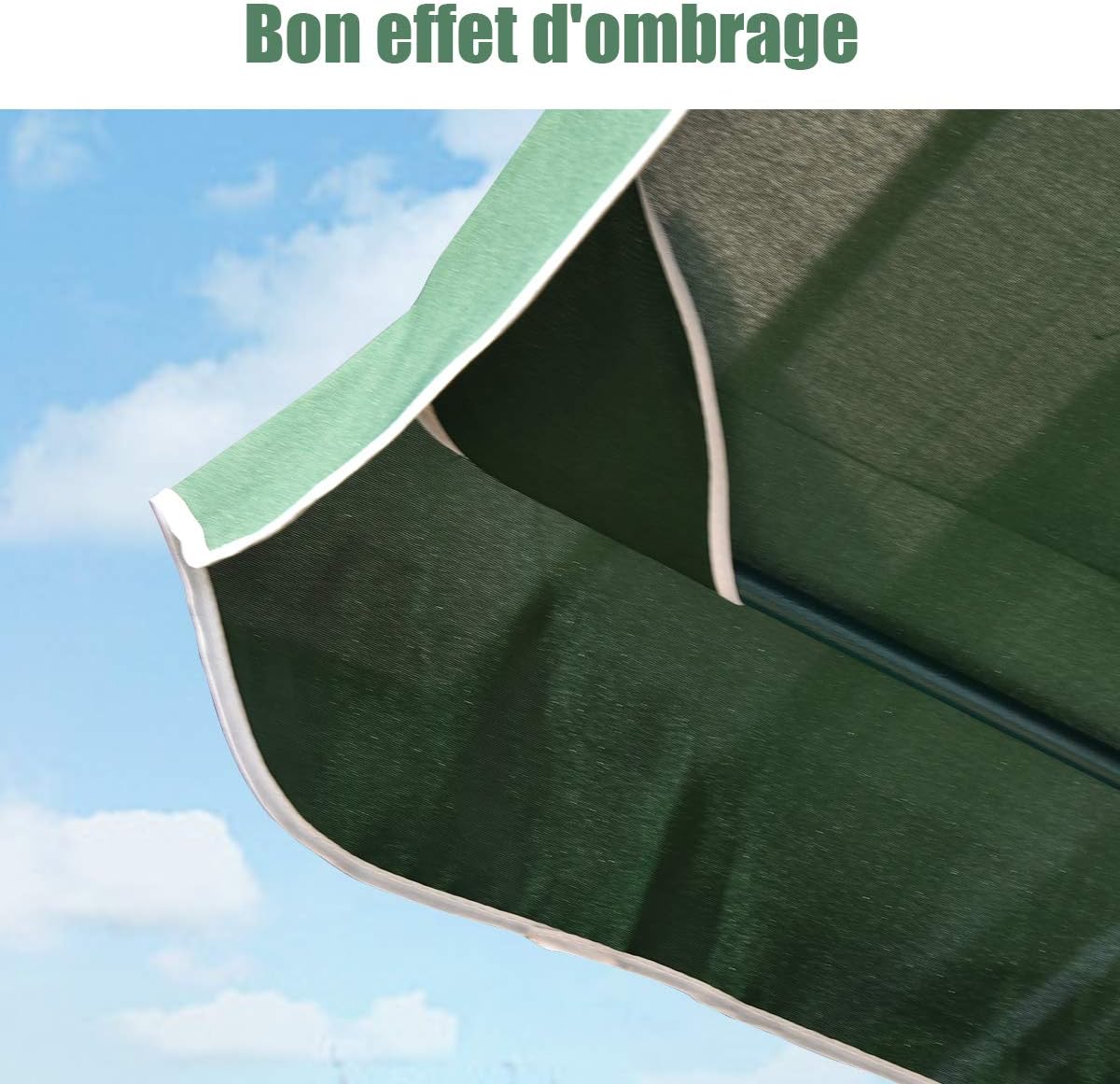 Balancelle de Jardin 3 Places 170x110x153CM-avec Auvent Réglable-Swing de Jardin Tissu en Polyester-Cadre en Acier-Vert - 3