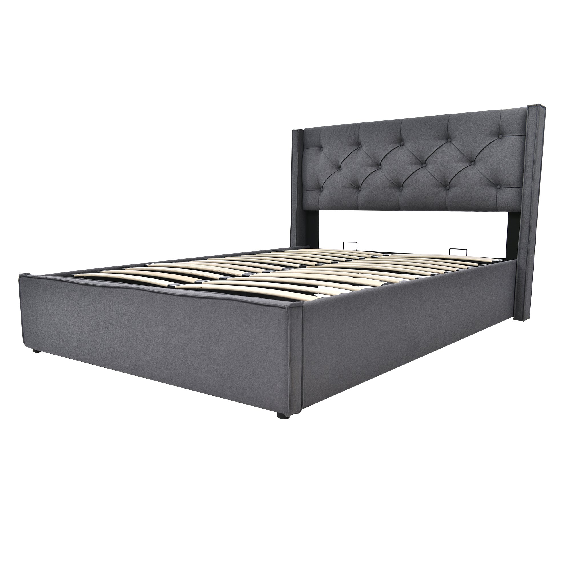 Lit coffre 160x200 cm Lit adulte Lit capitonné avec éclairage LED, sans